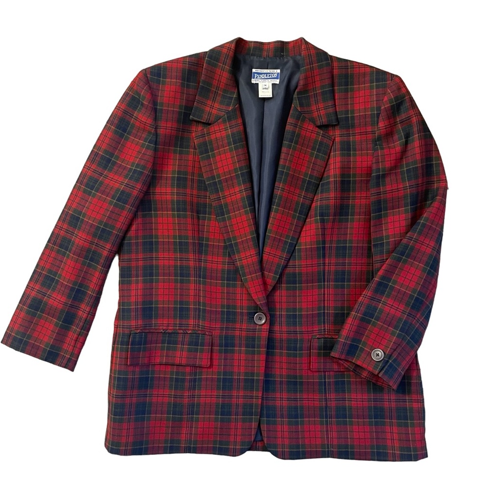 Pendleton Virgin Wool Plaid Blazer - image 1